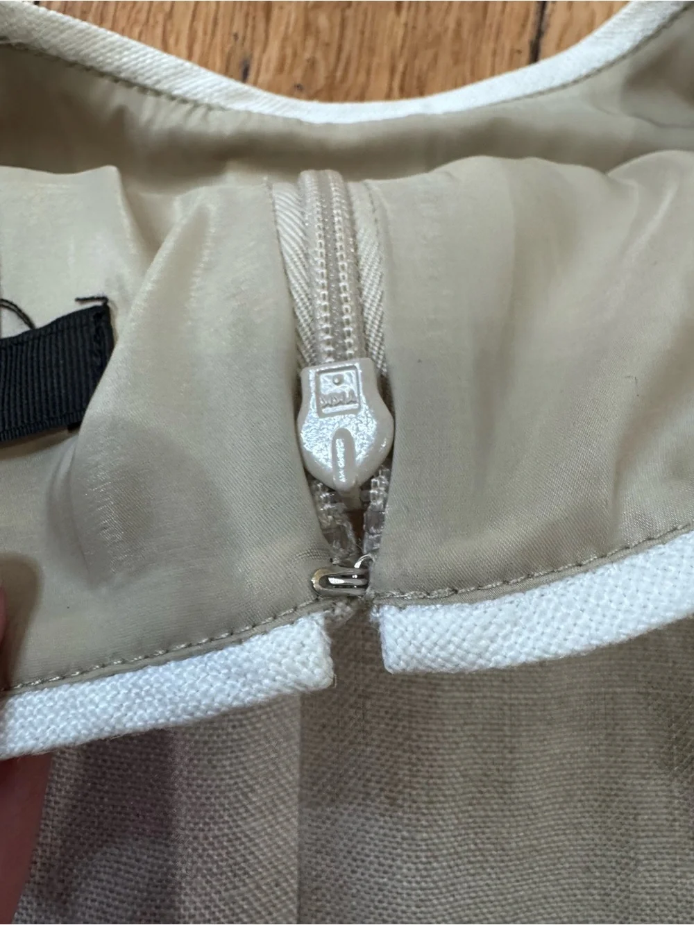 J. Crew Linen Sheath Dress Beige with White Trim